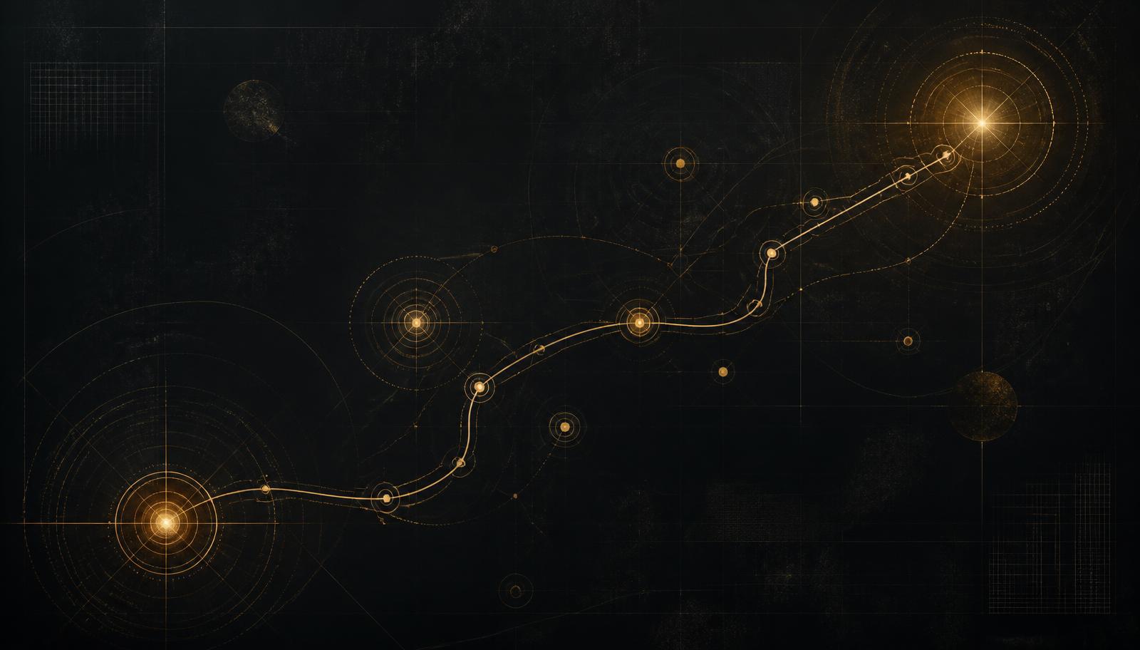 Abstract gold funding roadmap diagram